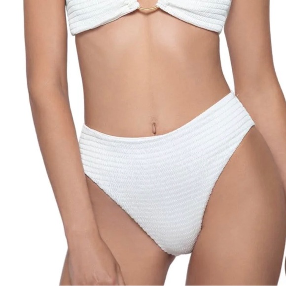 FINAL PRICE NWT Pilyq Hillary High Waist Bikini Bottoms in Pure White Size Small - Picture 3 of 7